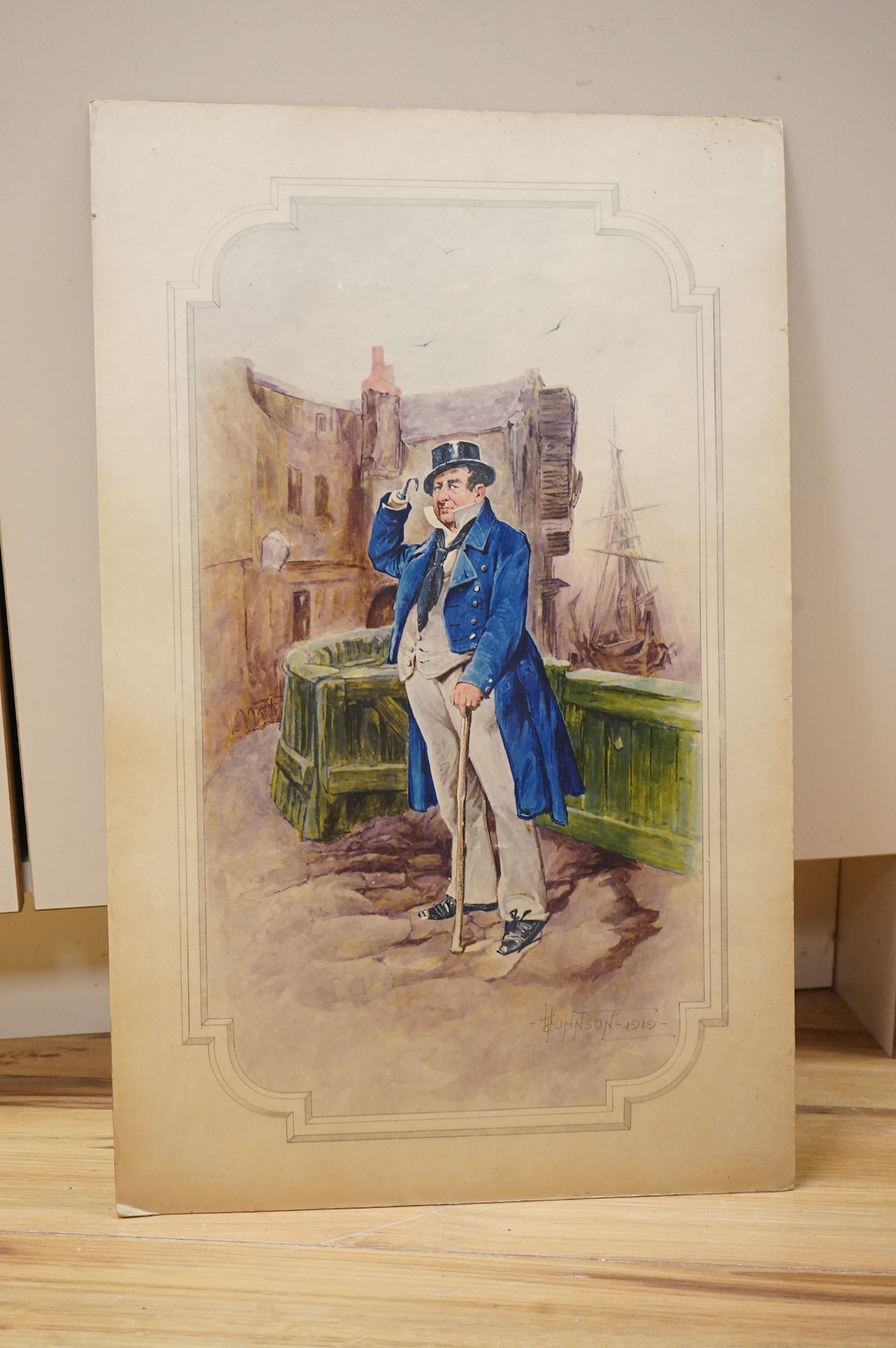 Leveson Johnson (19th/20th. C), 'Captain Cutlass', signed and dated 1919, watercolour, 55 x 35cm, unframed